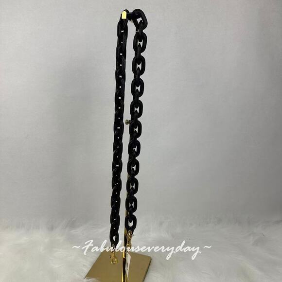 Coach Leather Covered Long Chain Strap In Black/Brass C8314 NWT - Picture 2 of 7